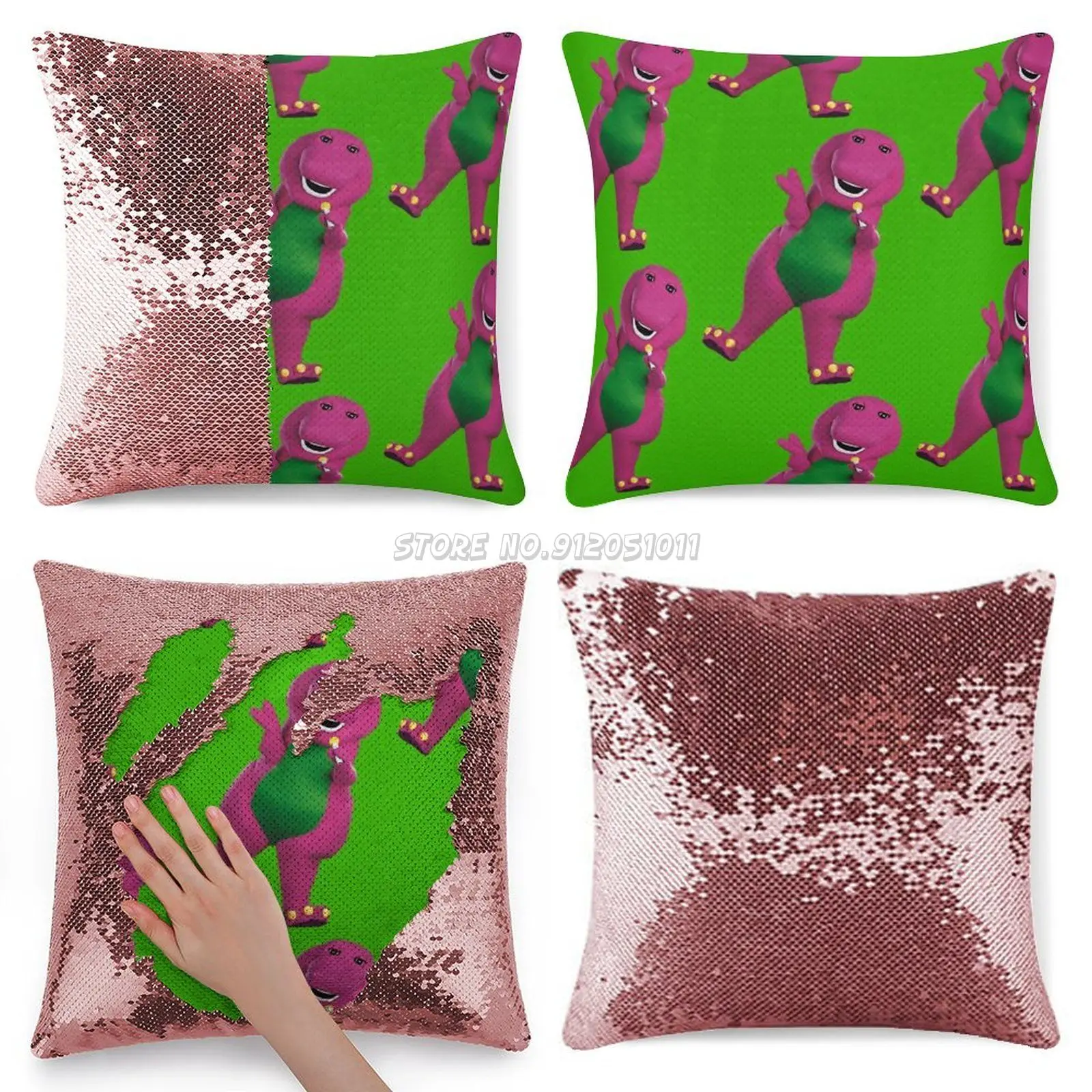 Barney The Sequin Pillowcase Glitter Pillowcases Childhood Pillow Case