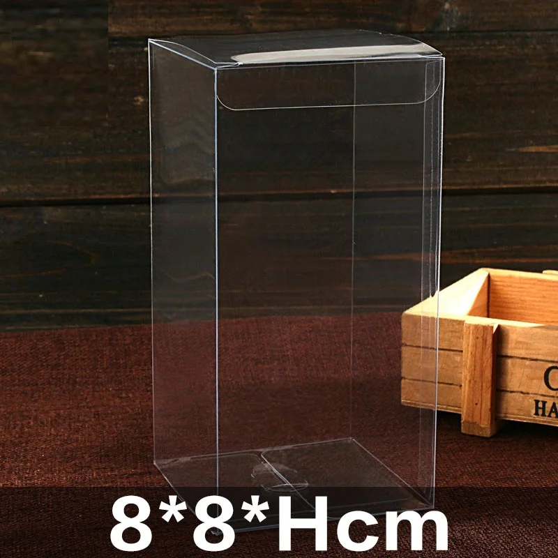 

8*8*H cm Square Plastic Clear PVC Boxes Transparent Waterproof Gift Disply Box Packaging Toys Candy Chocolate Box Wedding Favors
