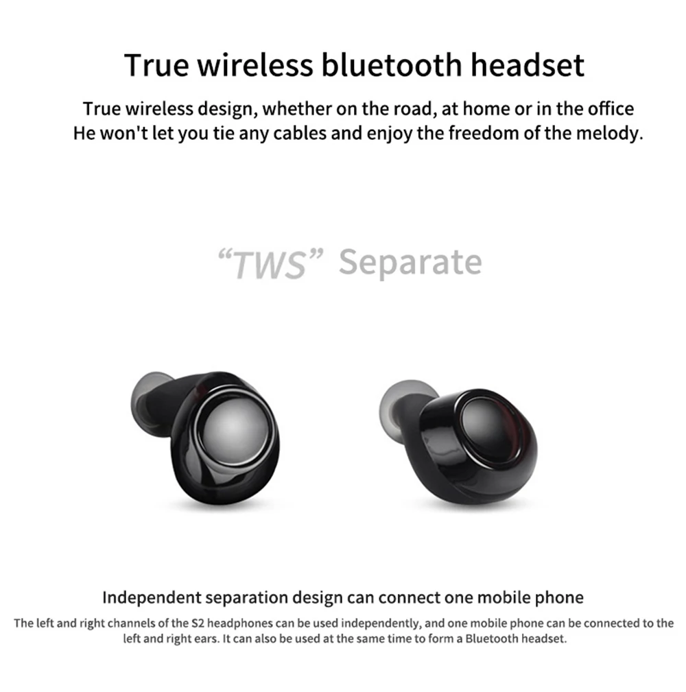 ANRY S2 4,2 True TWS беспроводные наушники, Bluetooth наушники, спортивные наушники, стерео гарнитура с зарядным устройством 1200 мАч, супер мощность