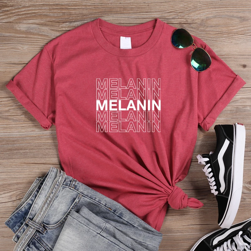 HeatherRed-White ONSEME Melanin футболка с капельками футболки для женщин черная волшебная футболка для девочек женская уличная Эстетическая футболка Топы Прямая - Цвет: HeatherRed-White