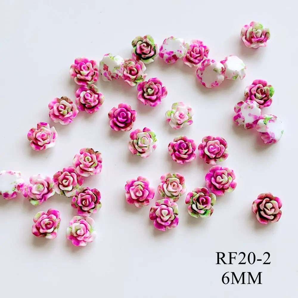 30 шт./пакет дизайн ногтей смолы цветы для декора различные цвета 6 мм розы цветы для декора