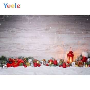 

Yeele Christmas Party Backdrops for Photophone Wooden Board Snow Balls Latern Newborn Baby Backgrounds Photocall For Photo Shoot