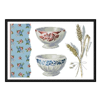 

Porcelain Cross Stitch Kits 11CT Printed Fabric DMC Counted Embroidery Set Needlework Dimensions Counted Printed on Canvas DMC