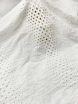 

New African White 100% Cotton Voile Lace Fabric for Dress Apparel Tissue Lace,Eyelet Embroidery Swiss Diy Patchwork Fabric Cloth