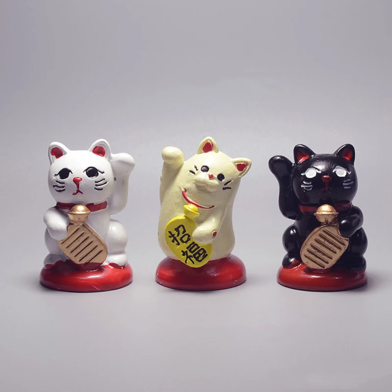 Cartoon Lucky Cats Micro Landscape Kitten Feng Shui Home Garden Decorations Ornaments Gift Miniature Figurines Hogar | Дом и сад