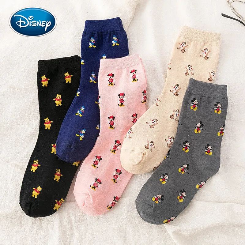 Disney носки с принтами для девочек Микки и Минни без пятки из хлопка впитывающие