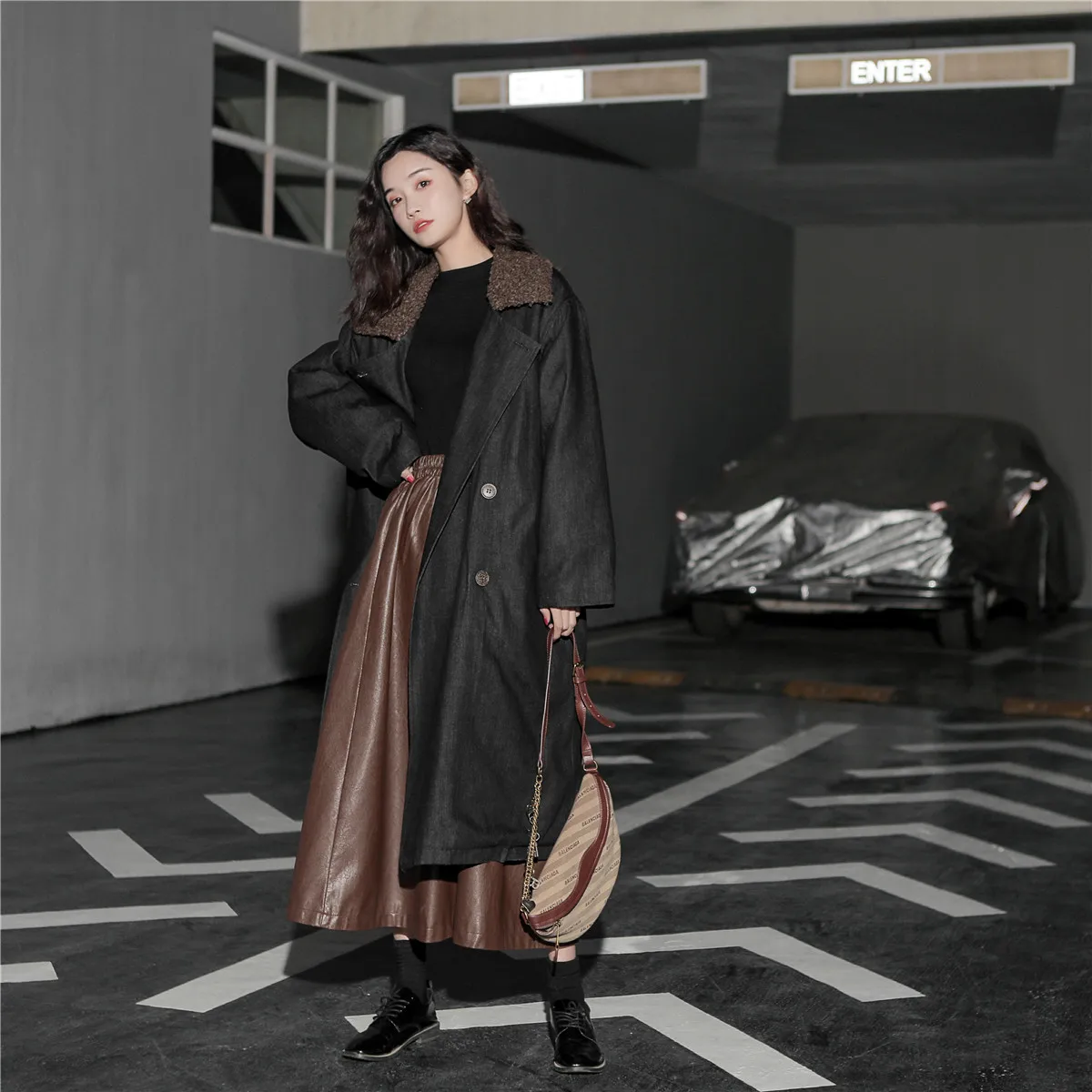 black XJ3173 XITAO размера плюс, длинные, смешанные, модные, новые, женские,, весенние, элегантные, маленькие, свежие, повседневные, с карманом, двойная грудь, пальто, XJ3173 - Цвет: black XJ3173