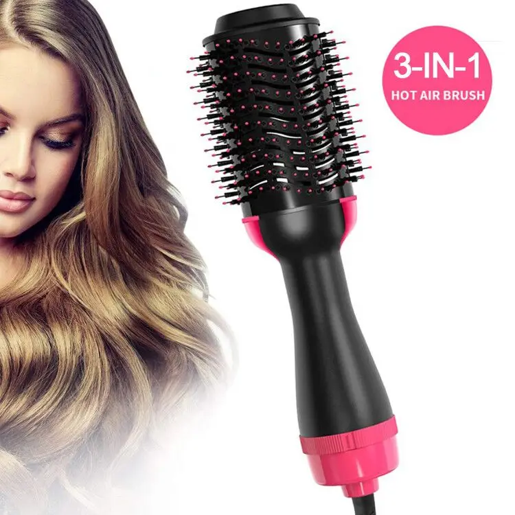 Secador de pelo 3 en 1 de un paso, cepillo de aire caliente, Alisador, rizador, peine, secador de pelo y estilista