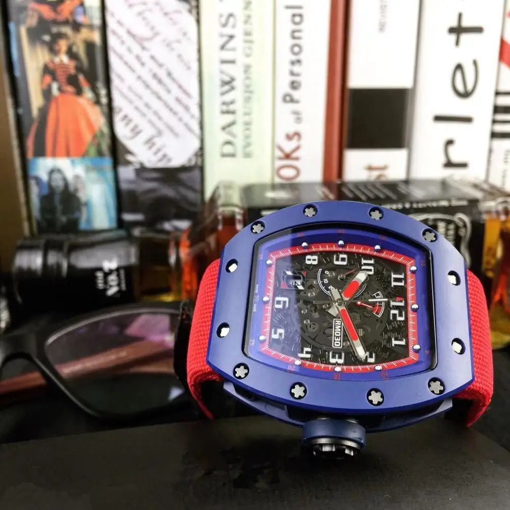 A09217 мужские часы Топ бренд подиум роскошный европейский дизайн автоматические механические часы - Цвет: Синий