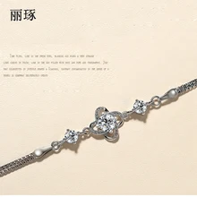 Корейская мода простой s925 Серебряный браслет женский четырехлистный клевер инкрустированные цирконием ювелирные изделия простой студенческий подарок