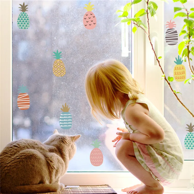 Pineapple Wall Stickers For Kids Room DIY Mobile Creative Wall Window Decoration Stickers Muraux Pour Enfants Chambres 40JUL240