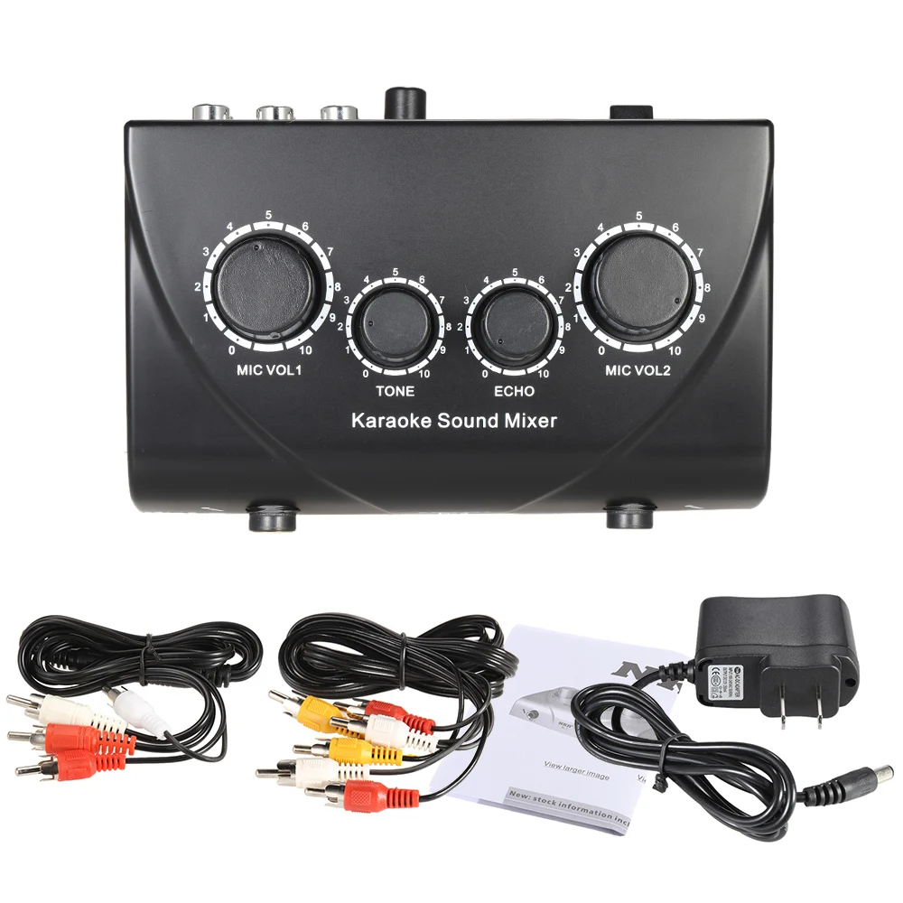 

Karaoke Sound Mixer Dual Mic Inputs With Cable N-1 Silver Color
