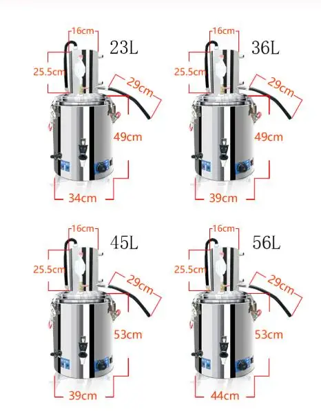 New Home 23L 36L 45L Distiller Moonshine Still 304 Stainless Steel Boiler White Spirits Pure Water Alcohol Oil Wine Brewing Kit