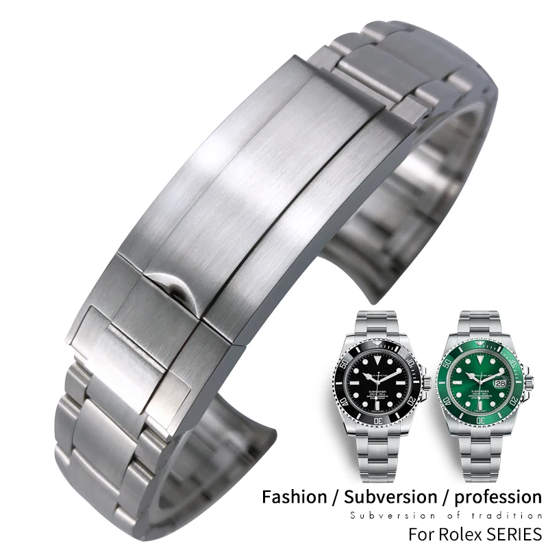

20mm Hight Quality 904L Stainless Steel Curved End Watchband Fit for Role Submariner Watch Strap Accessories Folding Buckle Tool