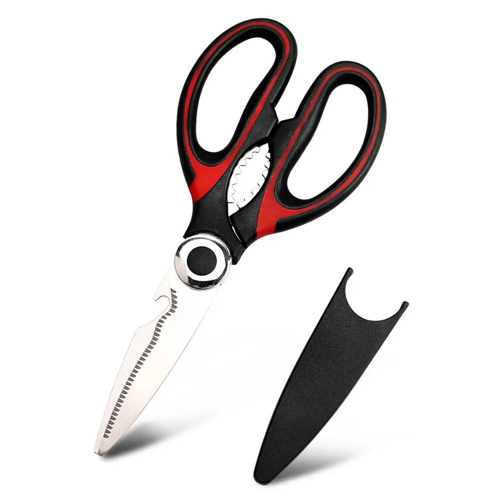 5 in 1 Stainless Steel Multifunctional Sharp Scissor Kitchen Knife Accessories Supplies Knife Sharpener Turkey Meat Tools - Цвет: Красный