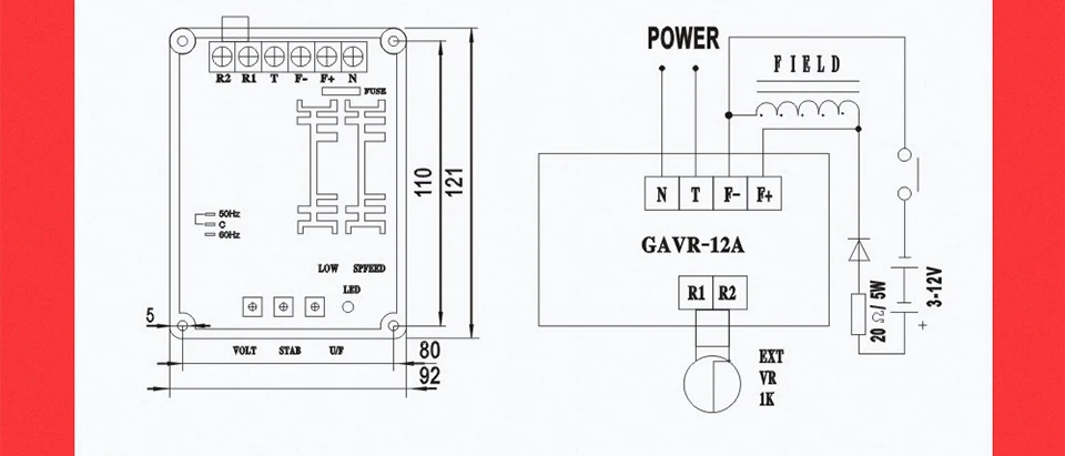 GAVR 12A генератор стабилизатор напряжения avr мощность дизель бесщеточный генератор запчасти