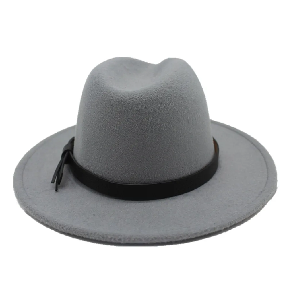 Мужская и Женская шерстяная шляпа Fedora с панк-поясом поп мягкая фетровая шляпа широкая шляпа Уличная Повседневная дикая шляпа размер 56-58 см