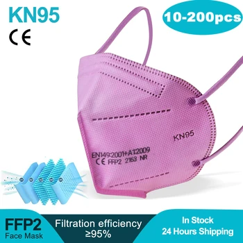 

Face Mask KN95 Pink CE 5-layer Filter Safety Protection Anti Dust Breathable FFP2 mascarillas masque tapabocas Mouth Masks KN95