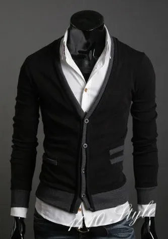 New Men Cardigan Sweaters Fashion Wool Sweatercoat Knitwear Male V-Neck Collar Outerwear Brand Clothing Single-breast