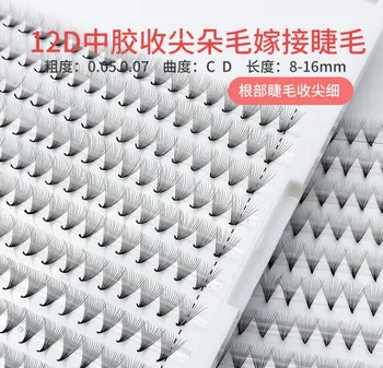 

NEW 240Fans 12Rows Sharp Pointy Stem Premade Volume Fans Lashes Thin Narrow Base Russian Fans Volume Eyelash Extensions