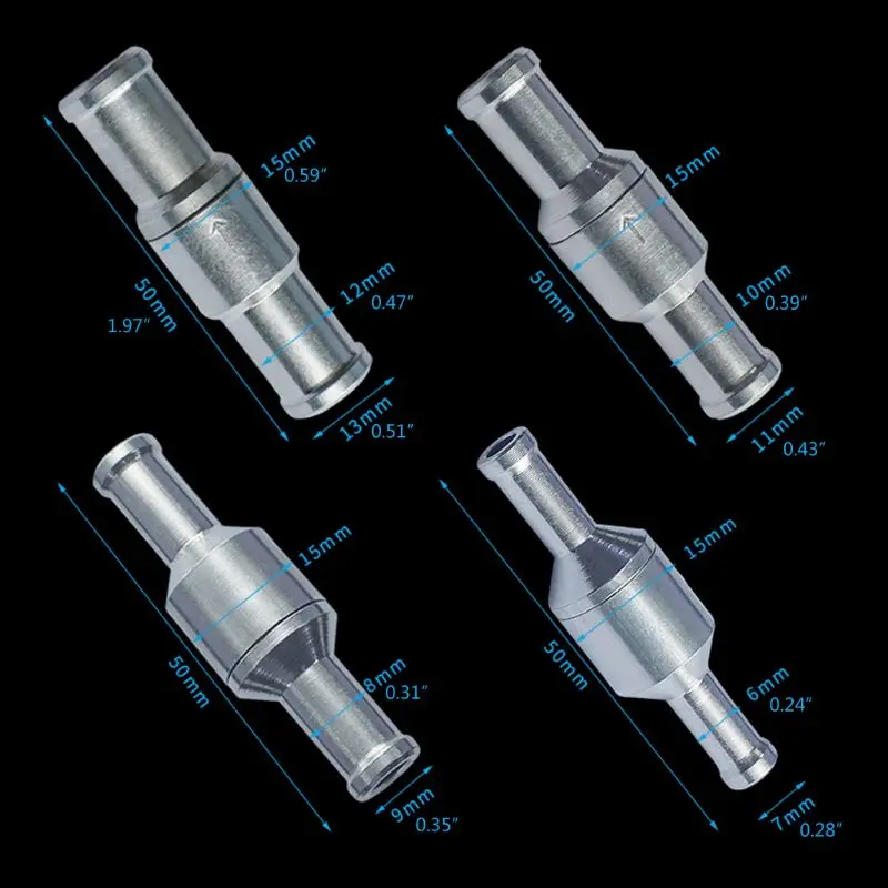 Check Valve 6/8/10/12mm Non-Return One-Way Aluminum Alloy For Car Oil Water Pumps