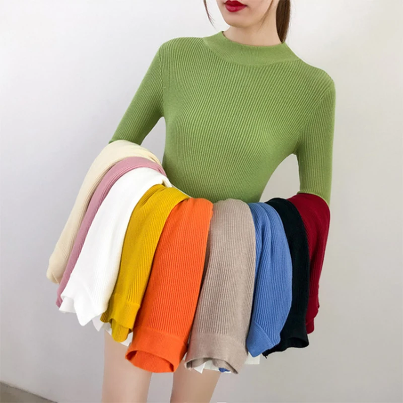 

Winter Sweater Pullovers Women Long Sleeve Knitting Tops Turtleneck Knitted Chic Sweater Female Casual Streetwear Woman Clothes