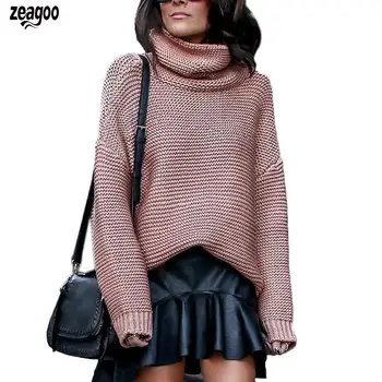 

Women Fashion Casual Solid Turtle Neck Long Sleeve Winter Regular Knit Pullover Sweater