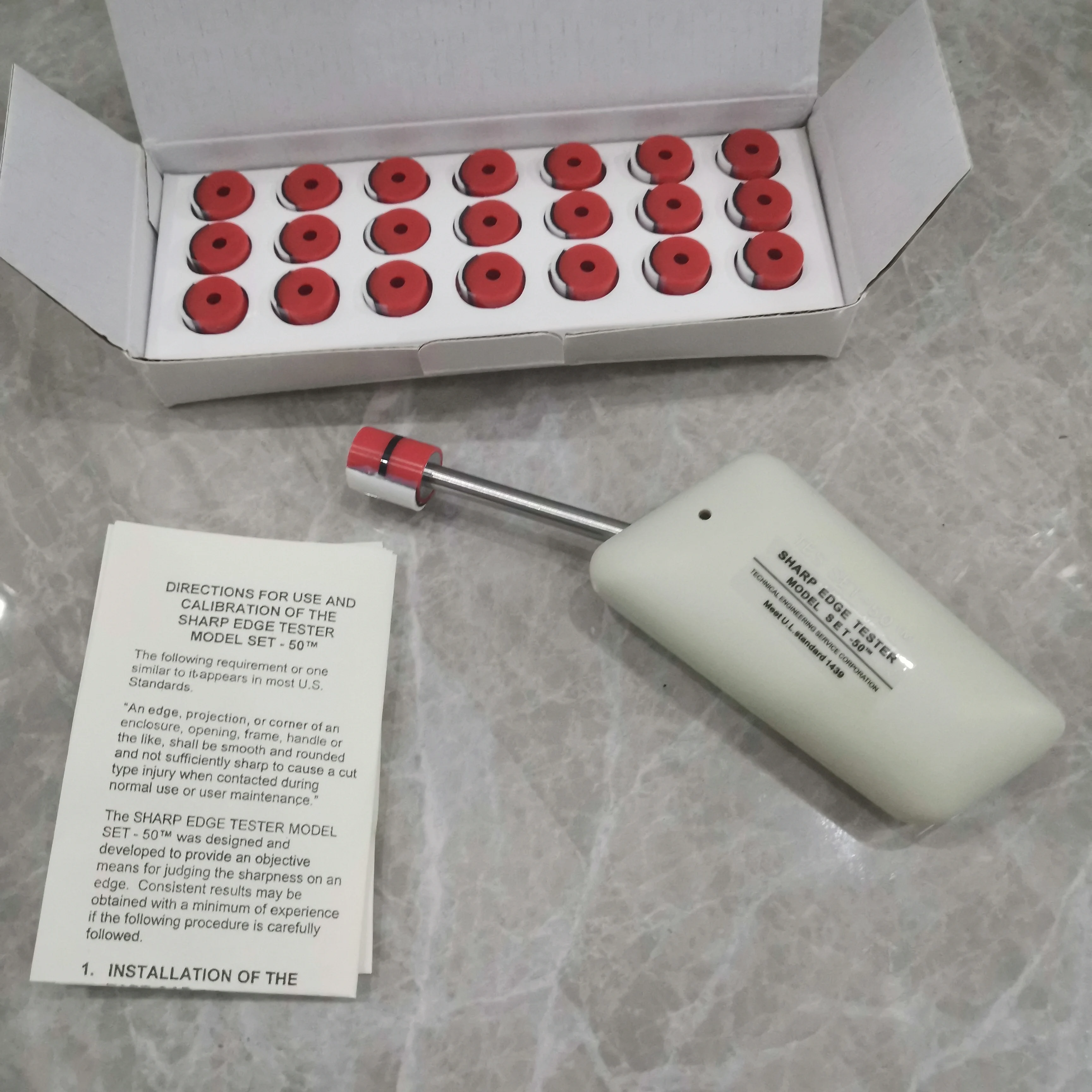 Sharp Edge Tester Testing Meter SET-50 with 21 pcs pressure testing caps test probe TC-3 UL1439