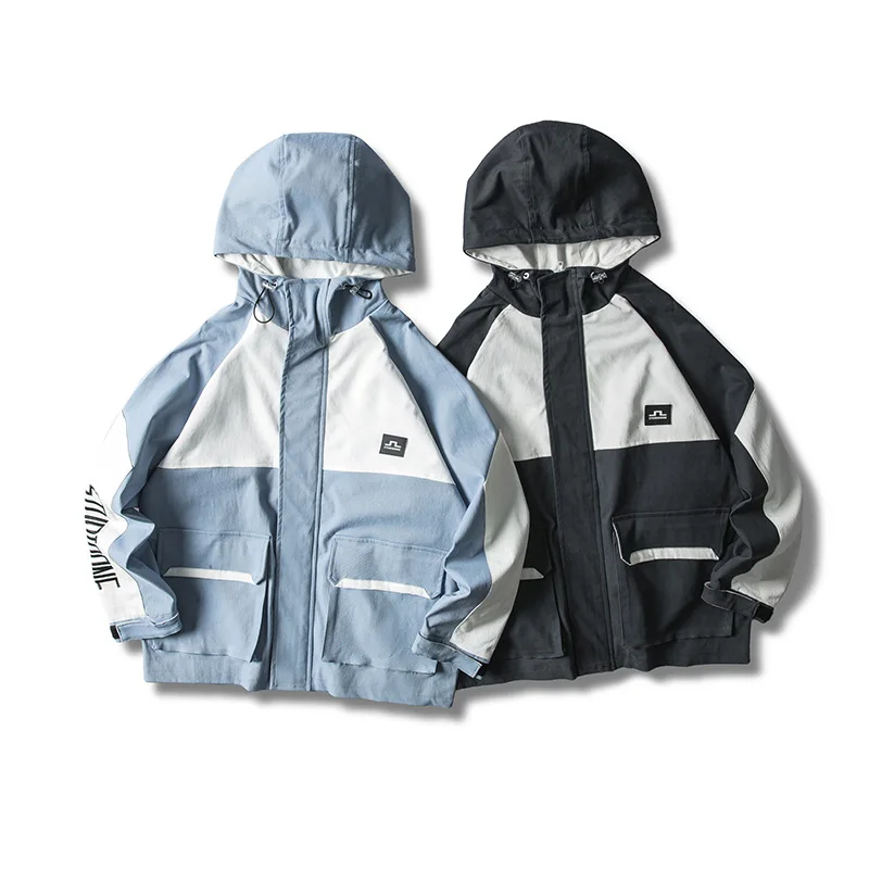 

City Where the Product Origional Autumn Coat Contrast Color Joint Hooded Coat Jacket Men's Popular Brand Coat Autumn Clothing