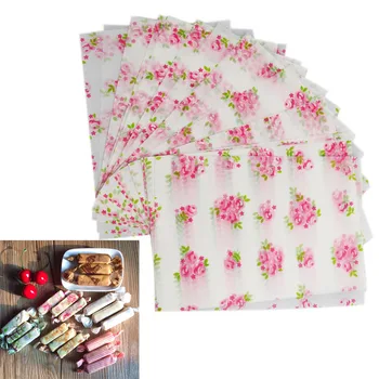 

MagiDeal 50pcs/Lot Sheet Wrapping Waxed Paper Waterproof Greaseproof Candy Pastry DIY Birthday Wedding Party Candy Packing Wrap