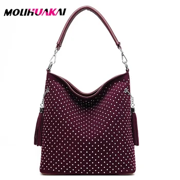 

Molihuakai 2020 New Women Real Suede Leather Bag New Design Female Leisure Large Shoulder Bags Shopping Casual Handbag Sac Purse