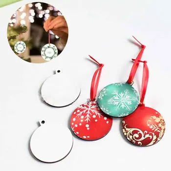 

25PCS Blank DIY Craft Card with Twines Printable for Christmas Tree Decor Both Sides MDF 58 * 50 * 3mm