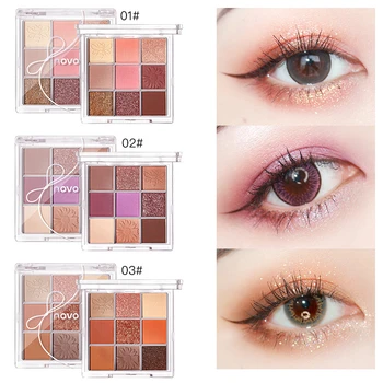 

NOVO 9 Color Shimmer Glitter Diamond Powder Eyeshadow Palette Waterproof No Smudge Eye shadow Makeup Cosmetics Korea