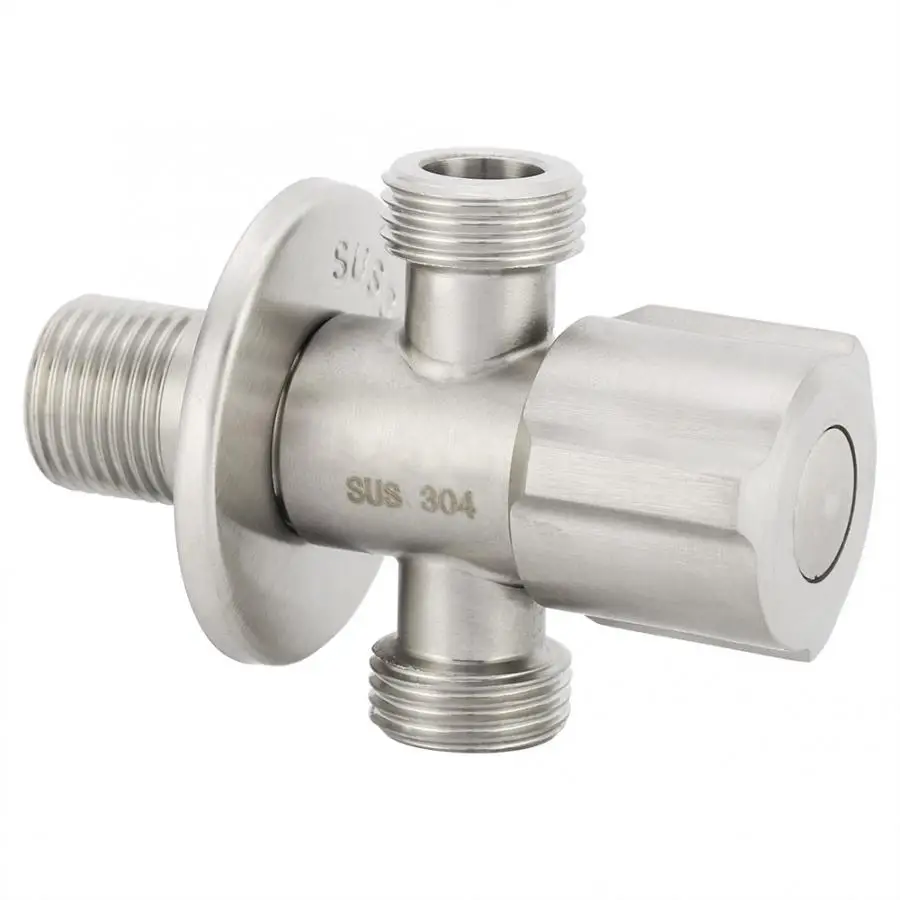 Electric Valve Stainless Steel 1 Inlet 2 Outlet Angle Valve Toilet Shower Faucet Connector G1/2" Electric Magnetic
