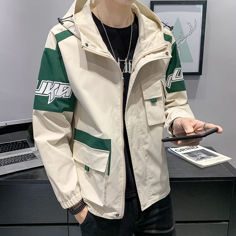 Para Hombre Ropa Multi Pockets Hooded Windbreaker Jackets Hip Hop Zip Up Track Jacket Coat Streetwear Hipster Outwear Erkek Mont | Мужская