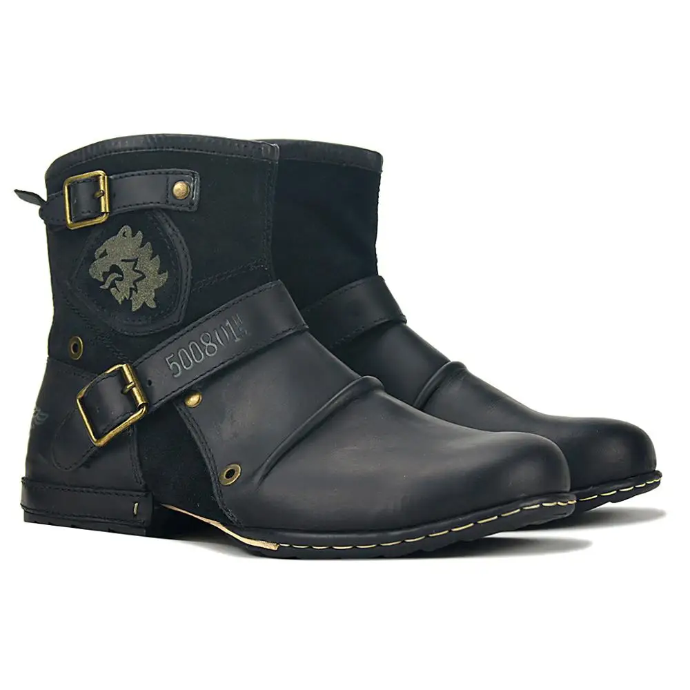 Real Shooting Fashion Top Quality Handmade Genuine Cow Leather Rivet Boots Shoes Plus Size In Stock