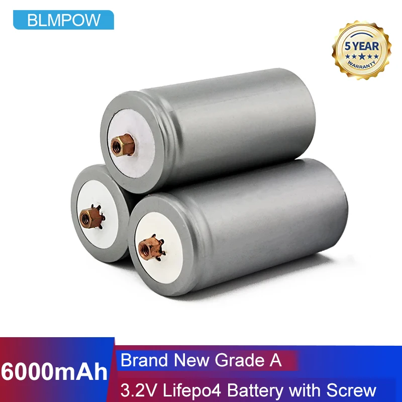New 3.2V 32650 6000mAH LiFePO4 Battery 30A Continous Discharge High Power 12V Lifpeo4 Batteries with Screw for Solar RV | Электроника
