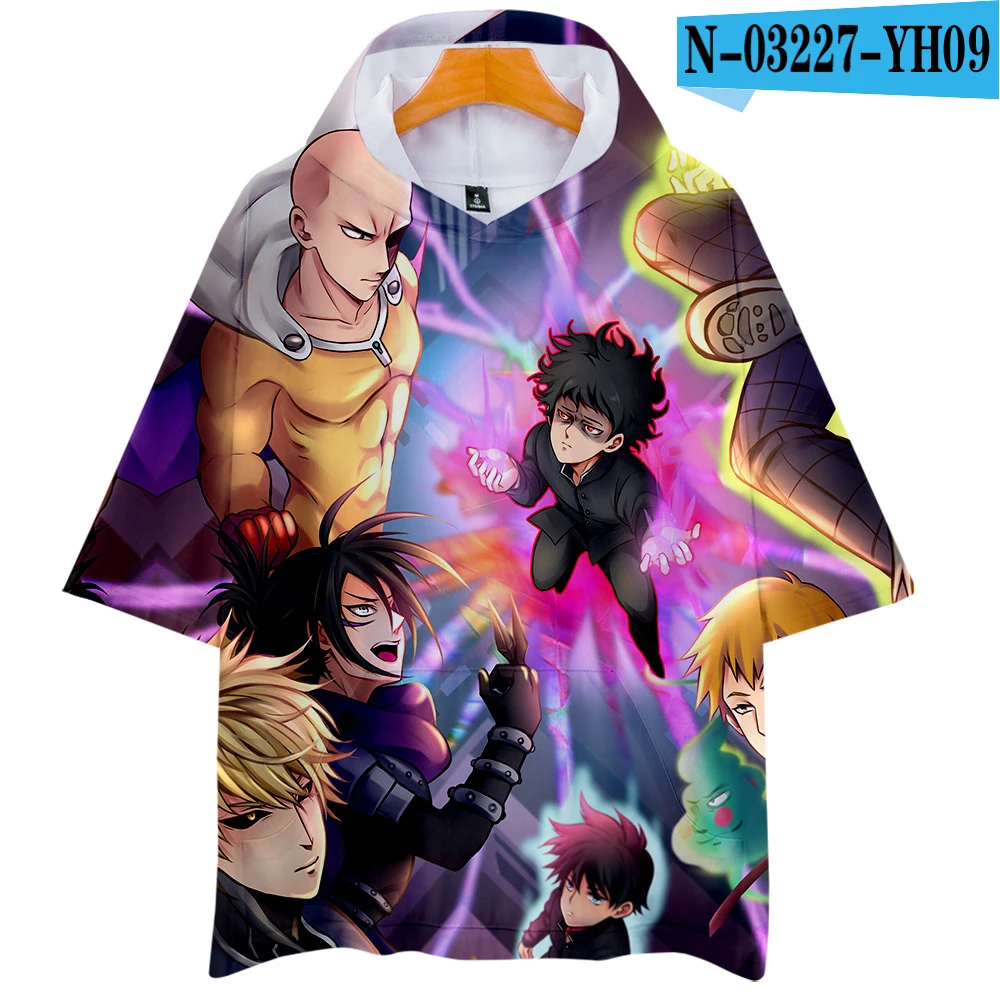 Mob Psycho 100 футболка аниме Mobu Saiko Hyaku 3d футболка с капюшоном для мужчин с коротким рукавом летняя забавная толстовка с капюшоном в стиле хип-хоп футболки - Цвет: one