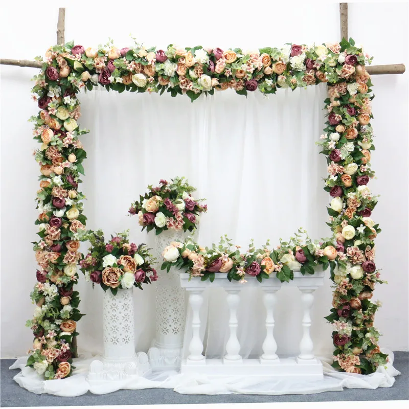 2 unids/lote 1M carretera citada flores artificiales fila boda decoracion flor pared arqueada vienta tienda hilera de|Искусственные и
