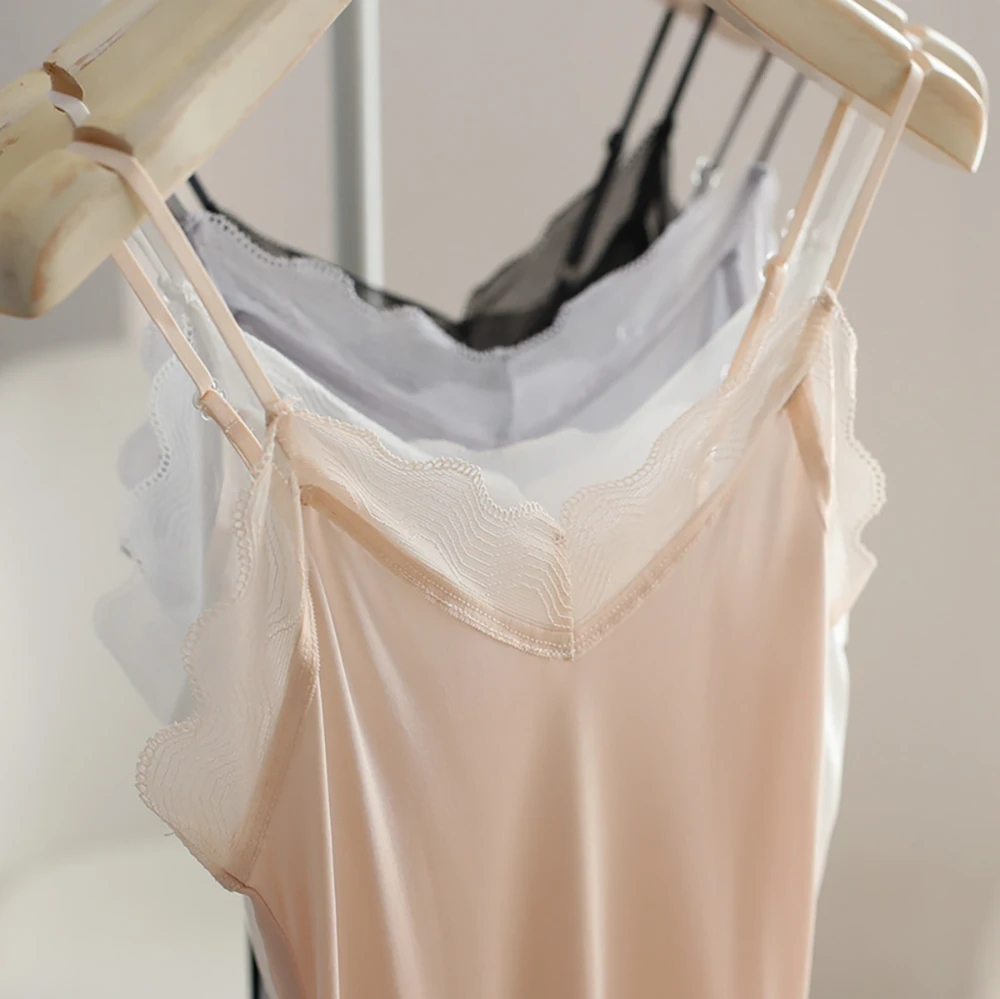 Full Slip Women Under Dress 23% Silk Sexy Lace Lingerie Sleepwear Chemise Nightgown Spaghetti Strap Cami Undergarment women sleep nightgown
