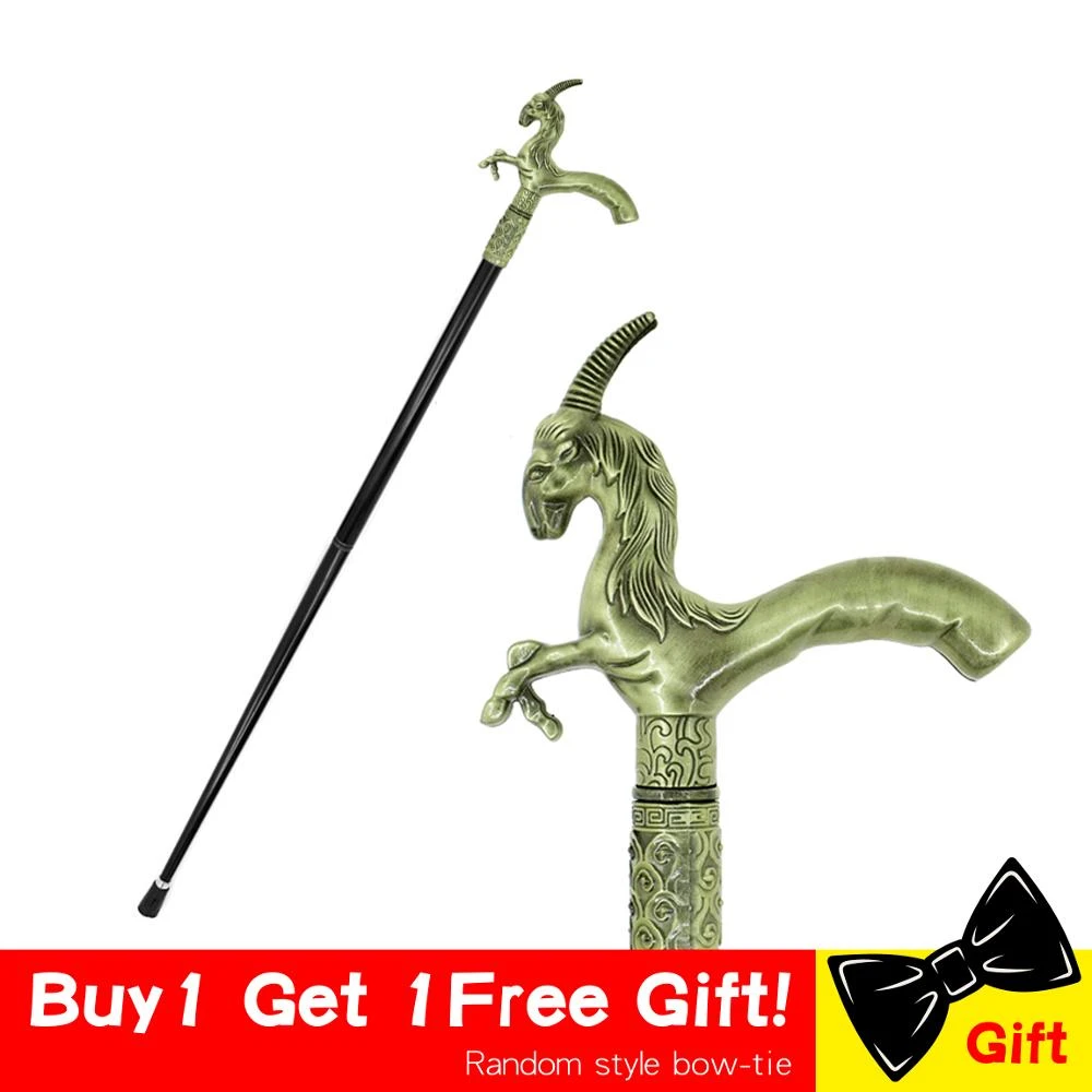 Fashion Unicorn Walking Stick Vintage Men Goat Cane Aries Unicorn Metal