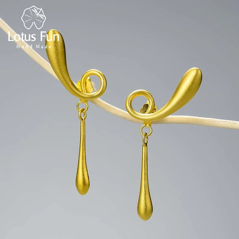 

Lotus Fun 18K Gold Unusual The Fleeting Years Twist Stud Earrings for Women Real 925 Sterling Silver Fashion Original Jewelry