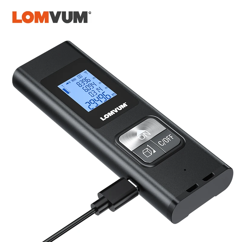 LOMVUM Digital Meter Laser Tape Mini Trena Measure Distance Tilt Measuring Electronic Level USB Rangefinder Backlit 1mm Accuracy