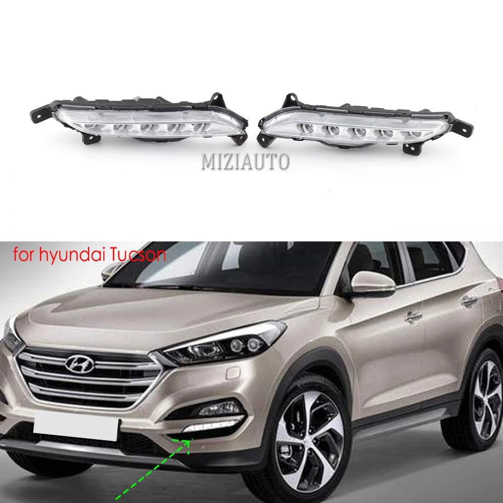 LED Daytime Running Lights For Hyundai Tucson 2015 2016 2017 2018 Daylight 12V DRL foglights  Fog Lamp Cover Car Styling