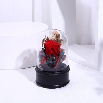 

Enchanted Rose Music Box Romantic Gift for Festival Party Wedding Anniversary Artificial flower Glass music box Birthday Gift