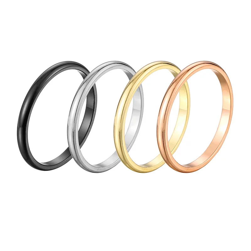 2mm Stainless Steel Thin Stackable  Rings For Women Popular Party Jewelry Gifts Girls Accessories