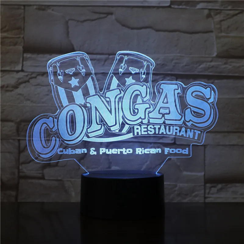 3D лампа Congas для ресторана, прекрасный подарок для детей, сенсорный датчик для украшения гостиной, атмосферный светодиодный ночник, светильник