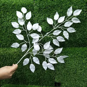 

12PCS Wedding Silver Leaves Branches Artificial Leaves Decorative Multi-use Artificial Plant Branch Fake Leaves
