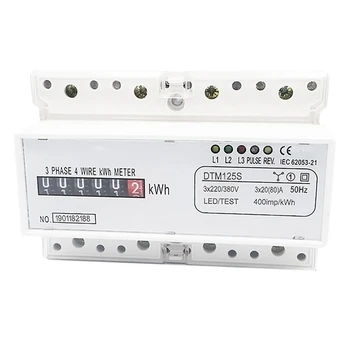 

220/380V 20-80A Electric Power Meter Energy Meter 3 Phase 4 Wire Rail Type Digital Electric Power Panel KWh Energy Meter