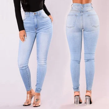 

2019 The new arrivals of fashion women's hot denim lady slim pants stretch waist slim pencil jeans women Casual jeans